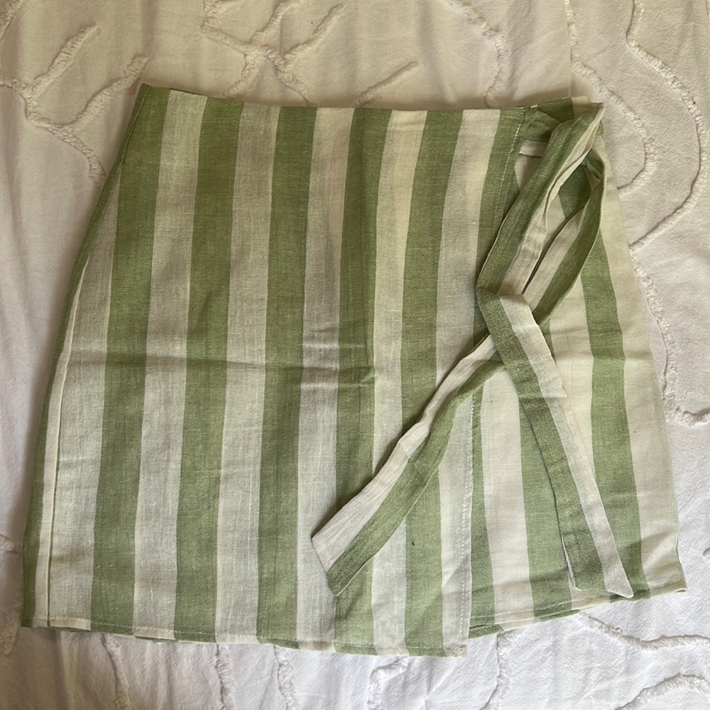 Le Lis green striped wrap skirt
